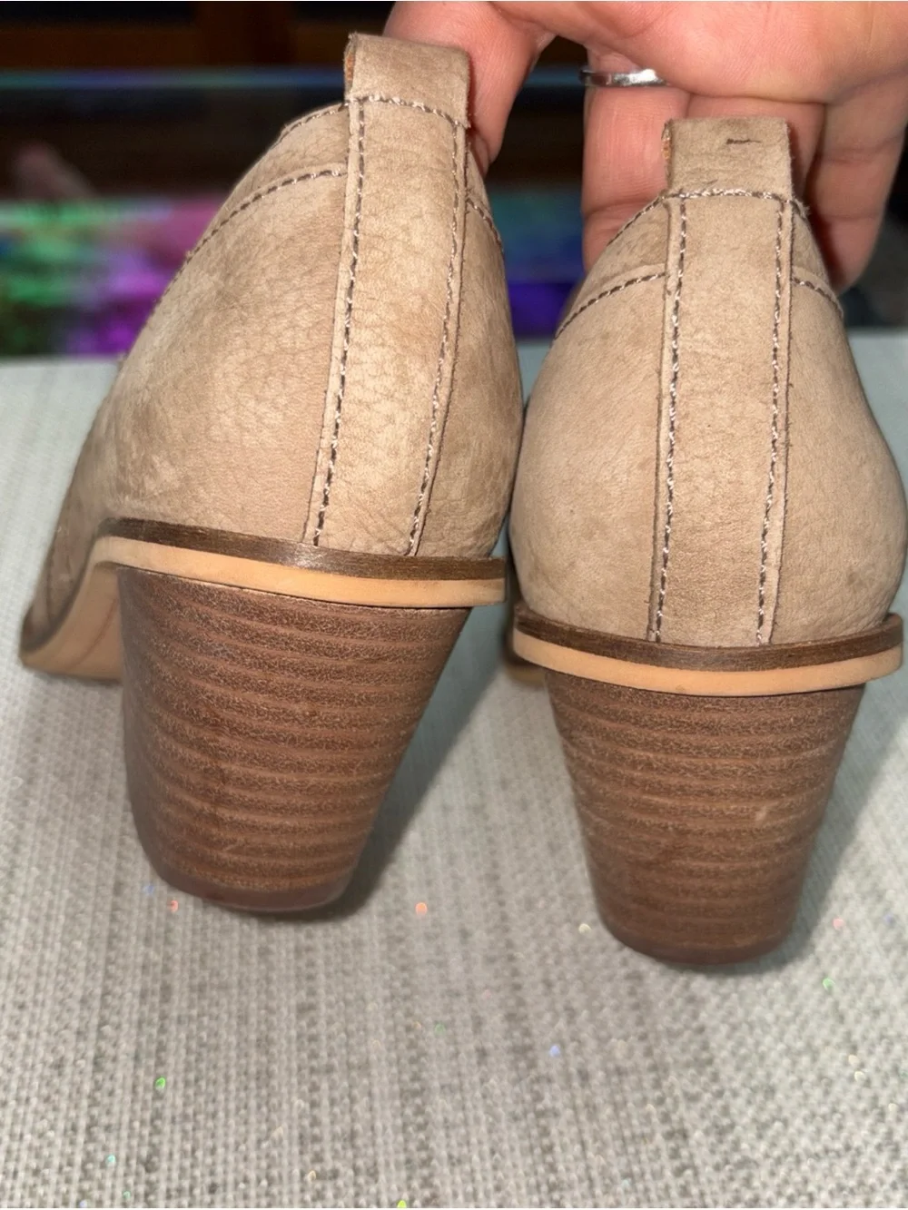 Lucky Brand women Taupe Suede Slip-On Loafers size 7.5